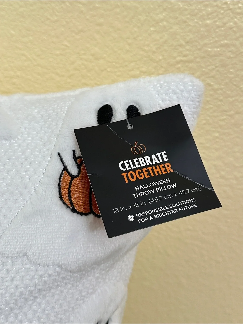 Celebrate Together White Ghost & Pumpkin Halloween Throw Pillow